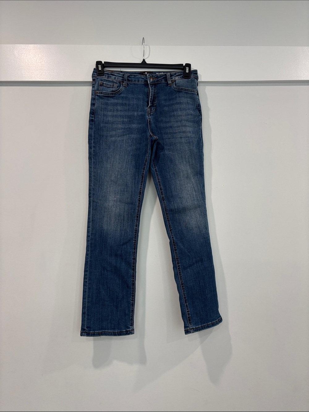 7 For All Mankind Women's Dark Blue Straight-Leg Jeans